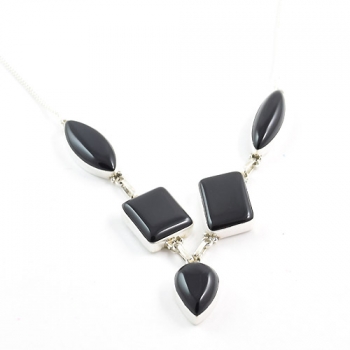 Wholesale semi precious gemstone silver necklace